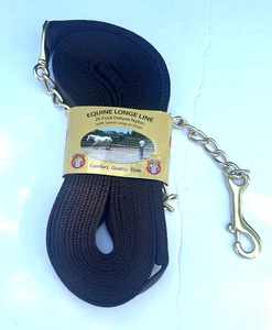 Equine Longierleine 26 Fuß Deluxe Nylon mit Wirbel Druckknopf oder Kette Neu - Bild 1 von 6