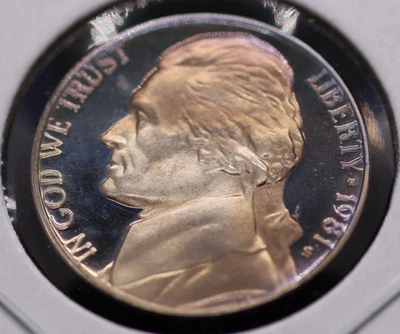 1981-S Proof Brilliant Uncirculated Jefferson nickel with purple toning. Type 1. - Image 1 of 4