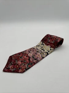 SERICA Men's 100% Silk Necktie USA Designer FLORAL Pink Red White Italy Striped - Picture 1 of 7