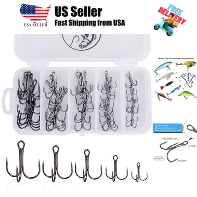 Рыболовные крючки тройные крючки набор для морской пресной воды, высокоуглеродистая сталь St... - Изображение 1 из 4