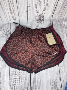 Nike Running Shorts Womens Small Dri FIT Dry Tempo 3 Inch Cedar Red Leopard - Picture 1 of 8