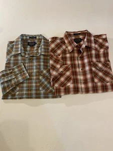 Dos camisas Pendleton Frontier para hombre XL multicolor a cuadros perla bolsillos a presión - Imagen 1 de 19