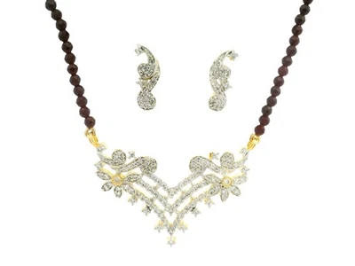 Juego de cuentas facetadas de rubí con colgante y pendientes Tanmaniya FN-1109 Foto 1 de 3