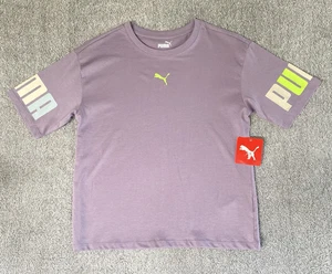 Puma Girl's Pale Plum Short Sleeve T-Shirt Top Size XL (16) Raised Logo NWT - Picture 1 of 12