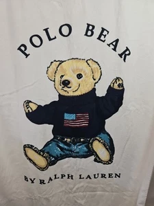 Vintage Ralph Lauren Home Polo Bear USA Flag Beach/Bath Towel RARE 35x66 EUC - Picture 1 of 3