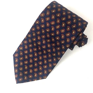 Paul Fredrick Italian Rep Silk Navy Blue & Red/Gold Micro Paisley Tie USA - Picture 1 of 5