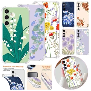 Funda de teléfono de goma flexible con patrón floral para Samsung A35 A26 A17 S25 S24 - Imagen 1 de 53