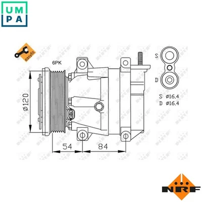 COMPRESSOR AIR CONDITIONING 32484 FOR DAEWOO CHEVROLET F14D3 1.4L F16D3 1.6L - Image 1 of 4