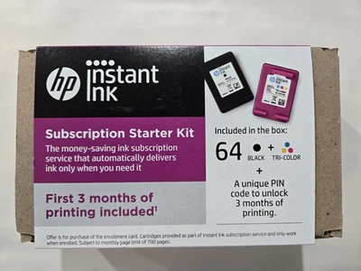 HP Instant Ink 64 Schwarz und Tri-Color Abo Starter Kit - 2er Pack - Bild 1 von 4