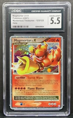 Pokemon 2007 Mysterious Treasures MAGMORTAR LV.X 123/123 Ultra Rare Holo CGC 5.5 - Image 1 of 2