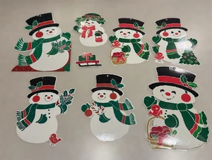 8 Vintage Punze Weihnachten Papier Stanzformen Schneemänner Wanddeko - Bild 1 von 6