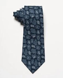 "Isaia Neu mit Etikett $ 230 blau weiß tonal Paisley 7-fach 100 % Wolle klassische Krawatte 3,5"" - Bild 1 von 3