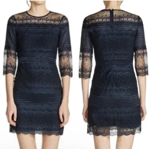 NWT Maje Mini Dress Rizzie Marine Navy Lace Women’s 1-SMALL Sheath $495! - Picture 1 of 3