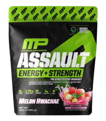 MusclePharm Assault Energía y Fuerza Pre Entrenamiento - 30 Porciones, Melón Hwachae Foto 1 de 4