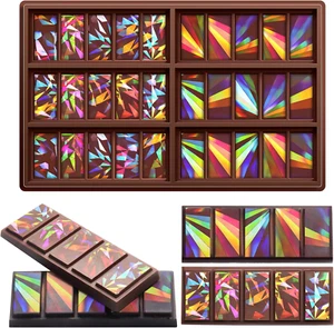 Moldes de chocolate holográficos resina silicona barra de chocolate moldes gruesos profundos para Re - Imagen 1 de 12