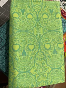 FQ De La LUNA Skulls Halloween Gothic Zombie Tula Pink Cotton Quilt Fabric Lime - Picture 1 of 2