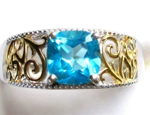 Paraiba Blue Topaz Ring / size 5 / 14K Gold over 925 Sterling Silver / 1.95cts - Picture 1 of 6