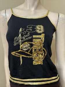 Women’s Black Golden Polyester Casual Open Stretch Beads One Size Blouse Top - Picture 1 of 20