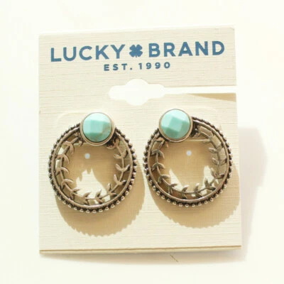 New Lucky Brand Faux Turquoise Stud Earrings Gift Vintage Women Party Jewelry - Image 1 of 4