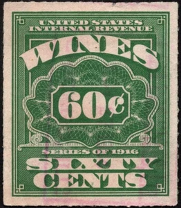 US Revenue Stamp Scott # RE74 - 60 Cent Green 1933 Wine Issue Handstamped Cancel - Picture 1 of 1