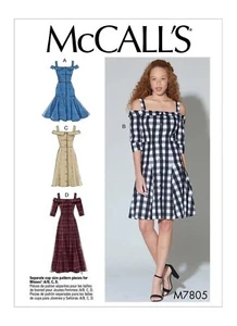 Abito donna McCalls M7805 spalle scoperte gingham bottoni davanti modello cucito 6-14 - Foto 1 di 8