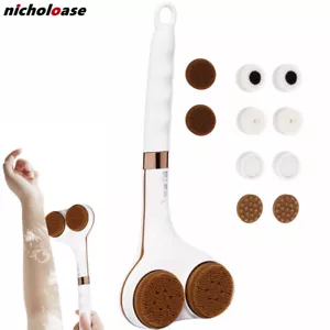 Double Head Electric Bath Brush Body Shower Brush Long Handle Back Massage Clean - Picture 1 of 14