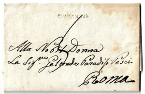 Lettera pre-filatelica Stato Pontificio, timbro lineare di Civitanova, 1838 - Imagen 1 de 4