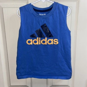 Adidas Boys The Go To Tee Muscle Shirt Size 5 Blue Yellow  - Picture 1 of 3