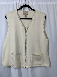 Woolrich Cream Knit Vest with Detail Stitching Women's Size Large - Picture 1 of 7