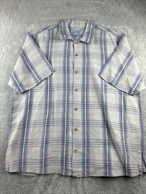 Tommy Bahama Button Up Men’s Short Sleeve Shirt Striped 60% Linen/40% Silk XL - Image 1 of 4