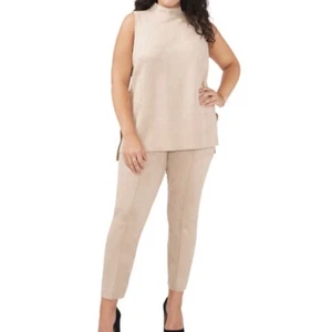 NUEVO CON ETIQUETAS Vince Camuto Sin Mangas Cuello Simutado Alto-Lo Top Gamuza Buceo Para Mujer Talla XL *LEER* - Imagen 1 de 11