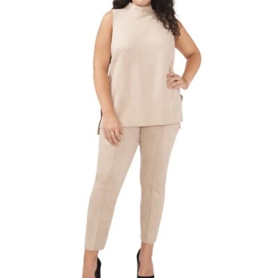 NUEVO CON ETIQUETAS Vince Camuto Sin Mangas Cuello Simutado Alto-Lo Top Gamuza Buceo Para Mujer Talla XL *LEER* Foto 1 de 4