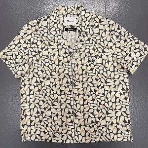 Tombolo T Heinz Sunny Disposition Tencel Shirt Button Up Floral Grey Ivory L - Picture 1 of 9