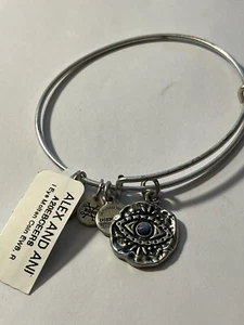 Alex and Ani "EVIL EYE ~ MOLTEN COIN"~ Silver Adjustable Bracelet - NWT! - Picture 1 of 3