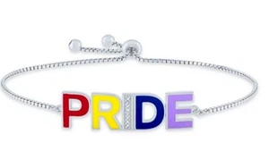 Macy's Diamond Accent Rainbow PRIDE Bolo Bracelet in Sterling Silver - Picture 1 of 1
