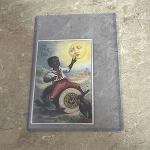 1880s Victorian Trade Card J&P Coats Spool Cotton Boy Crows Sun "We Never Fade" - Picture 1 of 8