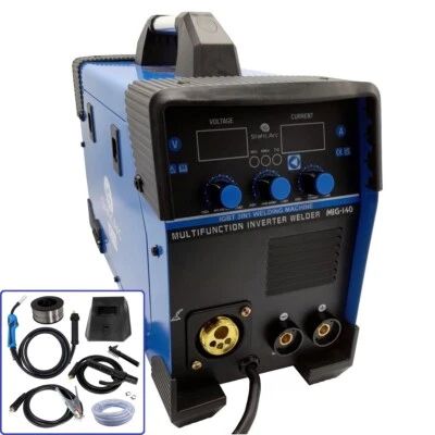 MIG 140 INVERTER WELDER 3in1 MMA ARC TIG LIFT GAS GASLESS WELDING KIT 140A - Image 1 of 4