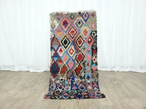 Moroccan Handmade Vintage Runner Rug Geometric Multicolor Berber Azilal Carpet - Picture 1 of 7