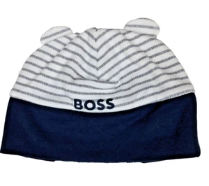 Hugo Boss Bebé Niño Gorro 3 Meses J98360 Azul/Blanco Con Orejas de Oso - Imagen 1 de 4