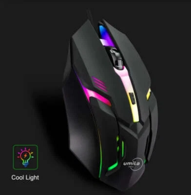 USB Gaming Maus 2400 dpi schwarz beleuchtet  Gamer Mouse kabelgebunden - Bild 1 von 4
