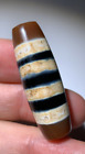 Tibetan Old Agate Dzi Bead " 7 Stripes " Amulet Pendant 40Mm X 14Mm