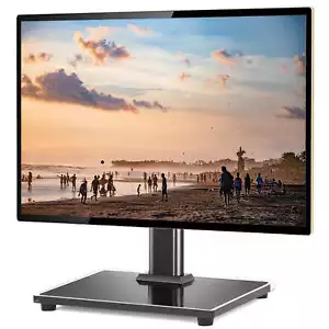 Modern Adjustable Tabletop TV Stand Monitor Base with Mount up to 60 inch, Black - Picture 1 of 10