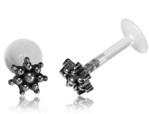 SILBER 16 G 1/4" 6 mm INNEN BIOPLAST OHRRING LABRET MADONNA TRAGUS LIPPE HELIX - Bild 1 von 2
