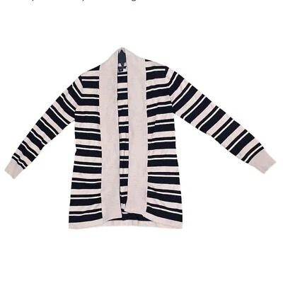 Cárdigan suéter Metaphor para mujer negro y tostado a rayas frente abierto talla S Foto 1 de 4