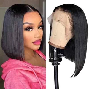 Parrucche corte Bob pizzo davanti capelli umani 13x4 13x6 HD parrucca pizzo guleless per donna - Foto 1 di 9