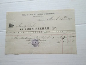 ONE (1) SHIP "ANNIE FISH", 1873 BILL, STEVEDORE AND LUMPER FEES, BIRKENHEAD, GB - Imagen 1 de 3