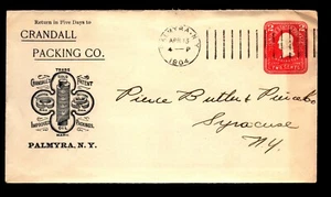1904 Palmyra NY Crandall Packing Advertising Cover - Nice Machine Cancel -L34738 - Picture 1 of 2