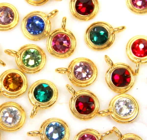 TierraCast/Swarovski Stufen Lünette Geburtsstein Charm, 22k vergoldet - Bild 1 von 5