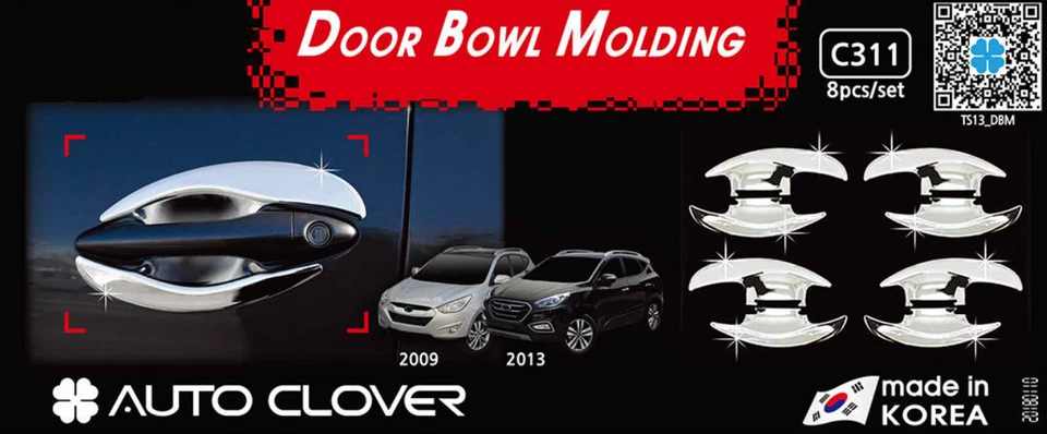 Moldura de cuenco de puerta cromada 8 piezas Silver Track# para Hyundai Tucson 2010~2015 Foto 1 de 4