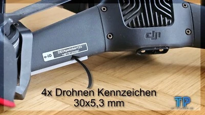 4x EU Drohnen Kennzeichen eID UAS Kennzeichnung Plakette eID e-ID Adresse Folie